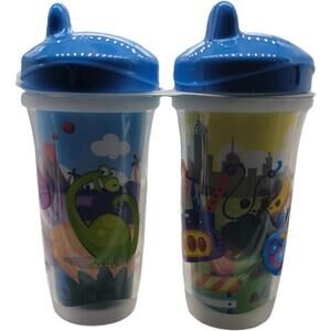 Nuby 2-Pack Spill-Proof Toddler Sippy Cups with Blue Lids